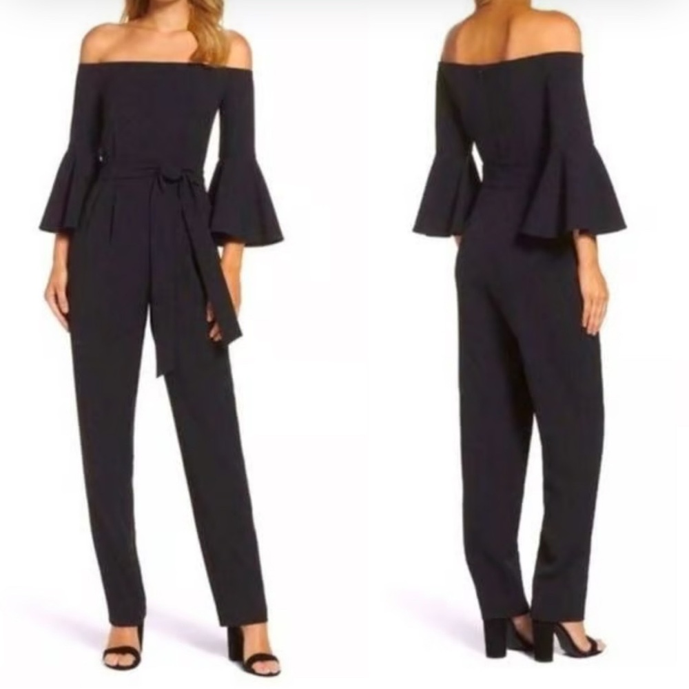 Eliza J Off-Shoulder Black Jumpsuit
